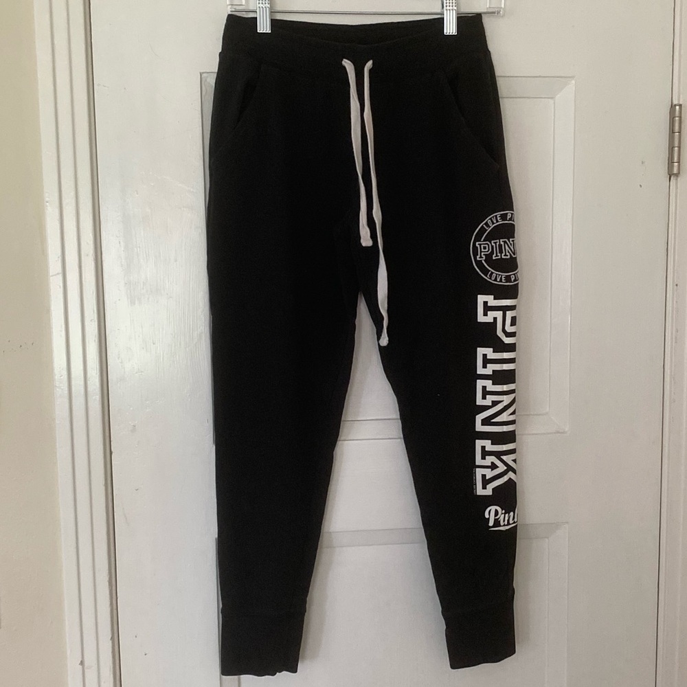VS Pink black and white logo joggers